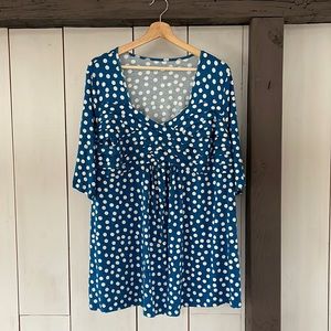 Jessica London Polka Dot Tunic Top Plus Sz 18/20 Blue White